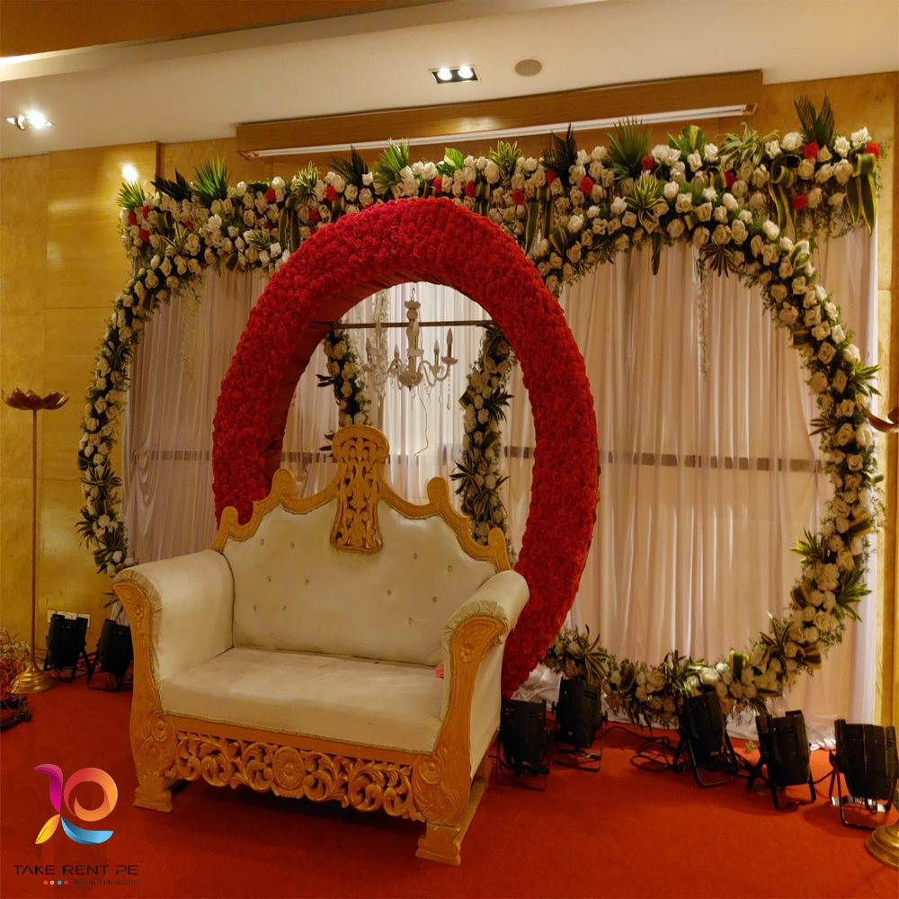 Marvelous Wedding Stage Decoration for Banquet Hall with Red ...