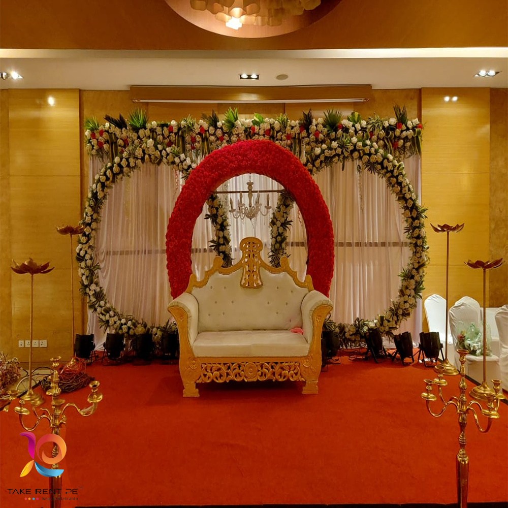 Marvelous Wedding Stage Decoration for Banquet Hall with Red ...